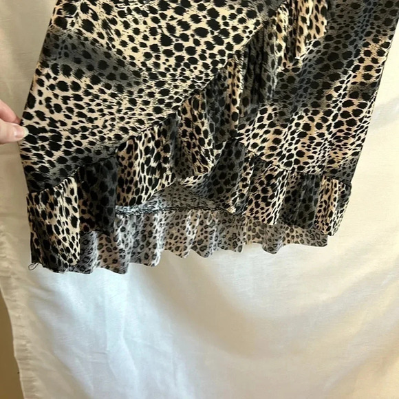 Vintage NWT skirt,faux wrap,animal print,Ruching , ruffles,boho,gypsy,flowy, - Picture 3 of 12